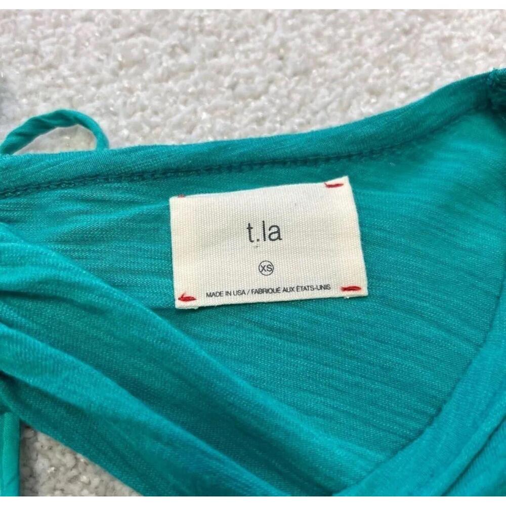 T.La Anthropologie Blouse Green Women's Size XS Short Sleeve - Picture 10 of 11